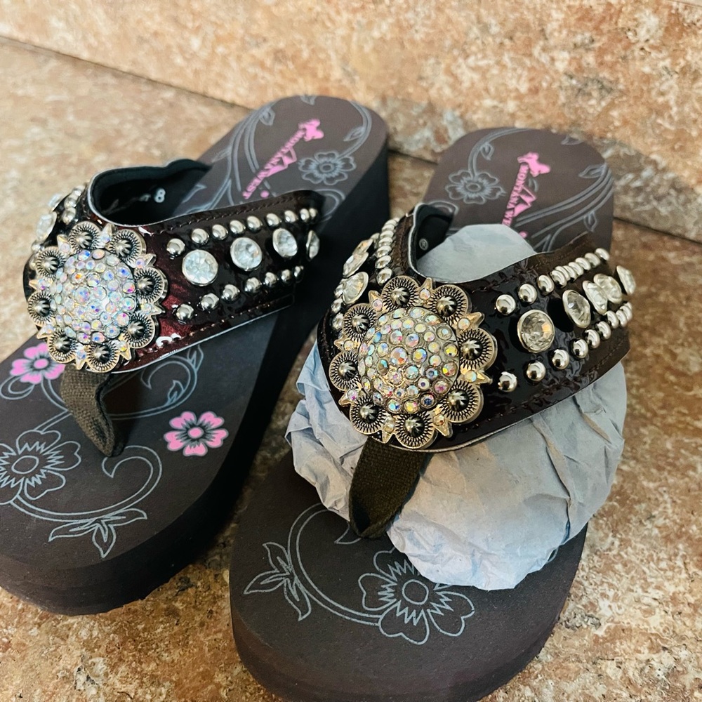 Montana West Black Sandals with Rhinestones